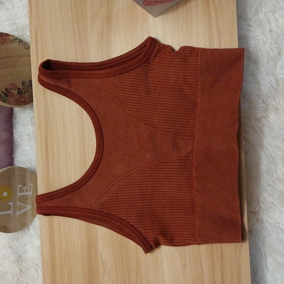 Morera Rust Ribbed Seamless Sports Bra Small - Picture 2 of 4